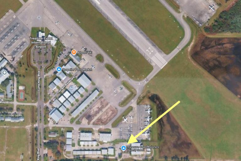 Picture of the satellite view of where Treasure Coast Avionics sits on the airfield